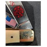 Fire Fighter Service Through Courage Cutlery Knife & Wooden Display Case