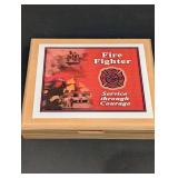 Fire Fighter Service Through Courage Cutlery Knife & Wooden Display Case