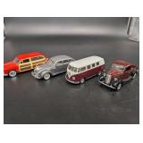 KinSMART Die-Cast Cars - Volkswagen Classic Bus 952 & 1937 Ford Pickup (Lot of 4)