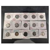 14-Count Jefferson 5-Cent Nickels Assortment - 1942, 1970-S, 1980-P, 2018-D