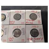 Assorted Jefferson Nickel Error Coins - 1954S, 1961D, 1980D, 1998P, 2011D