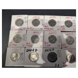 Assorted U.S. Washington Quarters (12 Coins) - 1966-2023 (1994D, 2000P, 2023D)