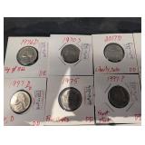 Jefferson Nickel Coin Assortment - 1940, 1970S, 1976D, 1986D, 1997P, 2017D
