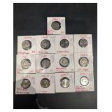 Jefferson Nickels (Lot of 13) 1940S-2025P D Mintmark Error Notes & Full Steps