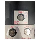 Jefferson Nickels (Lot of 13) 1940S-2025P D Mintmark Error Notes & Full Steps