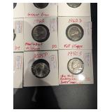 Jefferson Nickels (Lot of 13) 1940S-2025P D Mintmark Error Notes & Full Steps