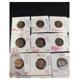 Assorted Lincoln Cents (25 Coins) 1944S-2014D with Die Variety Notes