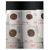Assorted Lincoln Cent Die Notes (D-Mint) 1955-2021D in Individual Holders