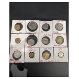 World Coin Collection (12 Coins) - Yugoslavia, France, Switzerland, Ireland, UK, Ecuador & Swiss