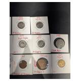 World Coin Assortment (13 Coins) - Swiss 20 Rappen, 1 Franc & UK 10 Pence