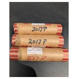 2017-P Coin Rolls in Tubes (3 Rolls) - 10117P Mint Mark P Labels
