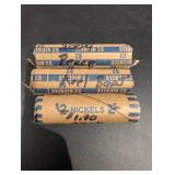 U.S. Nickels Coin Rolls (Lot of 3) - Paper-Wrapped 'NICKELS'