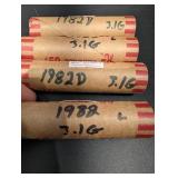 Lot of 4 Rolls Of 1982-D Pennys