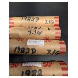 Lot of 4 Rolls Of 1982-D Pennys