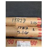 Lot of 4 Rolls Of 1982-D Pennys