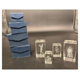 Crystal Florida Award - Engraved Figures with Velvet Boxes