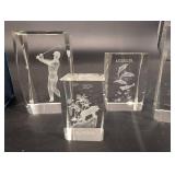 Crystal Florida Award - Engraved Figures with Velvet Boxes