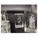 Crystal Florida Award - Engraved Figures with Velvet Boxes