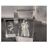 Crystal Florida Award - Engraved Figures with Velvet Boxes