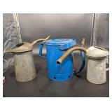 Vintage Lubrication Sprayer Set with Dual Oil Cans and Pump