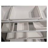 Storage Rack with Plastic Bins on Metal Shelving Unit
