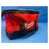 This item is a Milwaukee contractor tool bag, constructed from tough, water-resistant 600 denier material.