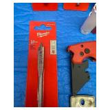 Various Milwaukee tools , bits , fastback , socket Adaptors self fed bit