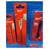 Various Milwaukee tools , bits , fastback , socket Adaptors self fed bit