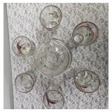 Hazel-Atlas Glass Company Pitcher and 6 Glasses. These glasses feature the "Pheasants" pattern, produced roughly 1950