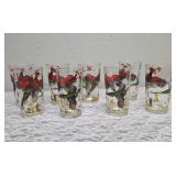 Eight Hazel-Atlas Glass Company Vintage Pheasant Glasses.
