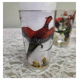 Eight Hazel-Atlas Glass Company Vintage Pheasant Glasses.