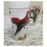 Eight Hazel-Atlas Glass Company Vintage Pheasant Glasses.