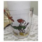 Very Rare and Collectible due to its smaller size. Hazel-Atlas Glass Company Small Pitcher (7" tall) with 6 glasses and tray. These glasses feature the "Pheasants" pattern, produced roughly 1950