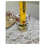 Very Rare and Collectible due to its smaller size. Hazel-Atlas Glass Company Small Pitcher (7" tall) with 6 glasses and tray. These glasses feature the "Pheasants" pattern, produced roughly 1950