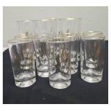 Seven  vintage Homer Laughlin Golden Wheat glasses.   Four vintage Homer Laughlin Golden Wheat tumblers.