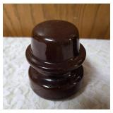 Five Vintage Brown porcelain/ceramic insulators used for telegraph or telephone lines.