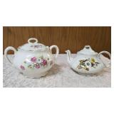 Vintage Sugar and Vintage Teapot.   The Teapot is marked on the bottom as genuine ironstone from the Ellgrive collection and the sugar bowl is Royal Firenza China.