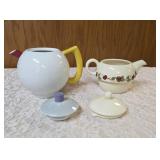 VINTAGE-Arzberg City (Germany) teapot and a vintage "Tea for One" stacking teapot (missing the tea cup) is featuring a cheery vine design.   This teapot is Franciscan made in  Portugal.  VERY COLLECTI