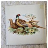 Three - Vintage ashtrays with Pheasants and Two- Pheasant Tiles.