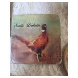 Five - Pheasant themed coaster, One deck of Pheasant Playing cards - unopened. One- Pheasant Pocket Knife.