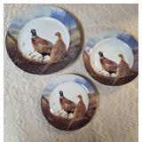 Set of Wild Wings collector plates.  Includes a 12" plate, 9" plate, and 6" plate.  All plates feature a pair of Ring-Necked Pheasants design.