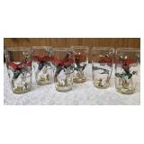 Hazel-Atlas Glass Company Pitcher and 6 Glasses. These glasses feature the "Pheasants" pattern, produced roughly 1950