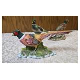 Three - Vintage Ceramic Ring Necked pheasant figurines most likely from the HOMCO company.