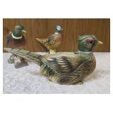 Four - Vintage Ceramic Pheasant Shaped Planters/figurines. Possibly produced in Japan or by companies like McCoy Potteryor Relpo during the mid-century era.