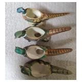 Four - Vintage Ceramic Pheasant Shaped Planters/figurines. Possibly produced in Japan or by companies like McCoy Potteryor Relpo during the mid-century era.