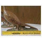 Vintage Ceramic Holland Mold pheasant figurine set featuring hand-painted male and female birds on a base. Popular during the 60s-70s.