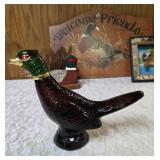 Wild-life themed baseball cap, Avon Pheasant Decanter, 3-D Wall Art Shadowbox featuring a pheasant in natural setting, Welcome Friends Wooden Plaque, Handcrafted Napkin or mail holder.