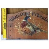 Wild-life themed baseball cap, Avon Pheasant Decanter, 3-D Wall Art Shadowbox featuring a pheasant in natural setting, Welcome Friends Wooden Plaque, Handcrafted Napkin or mail holder.