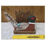 Wild-life themed baseball cap, Avon Pheasant Decanter, 3-D Wall Art Shadowbox featuring a pheasant in natural setting, Welcome Friends Wooden Plaque, Handcrafted Napkin or mail holder.