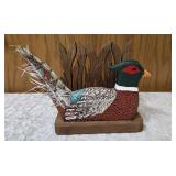 Wild-life themed baseball cap, Avon Pheasant Decanter, 3-D Wall Art Shadowbox featuring a pheasant in natural setting, Welcome Friends Wooden Plaque, Handcrafted Napkin or mail holder.